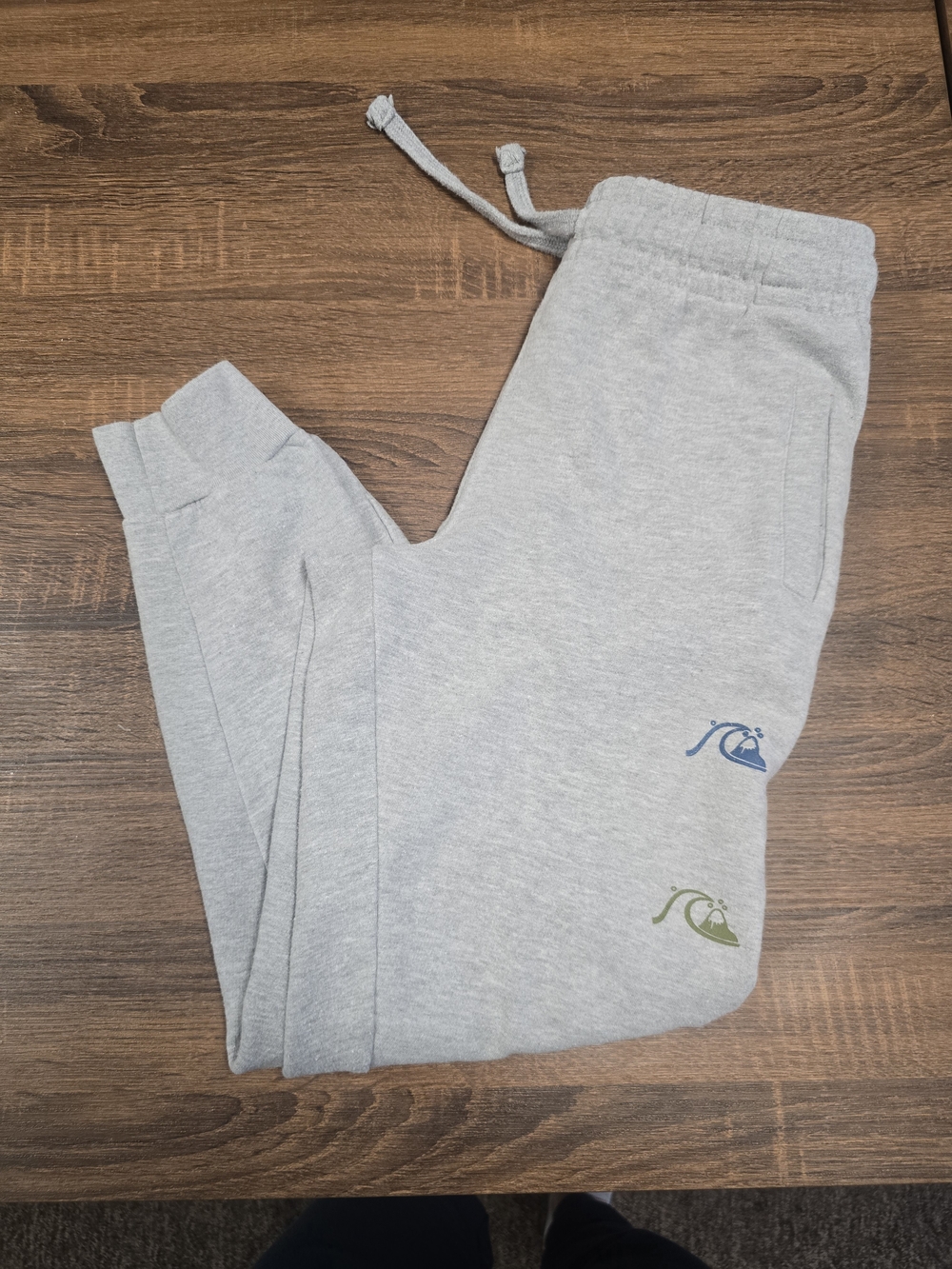 Quiksilver Men’s Medium Gray Jogger Sweatpants Logo Fleece Drawstring